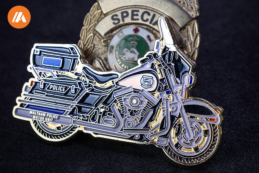police-cruiser-motorcycle-coin-custom-shaped-challenge-coin