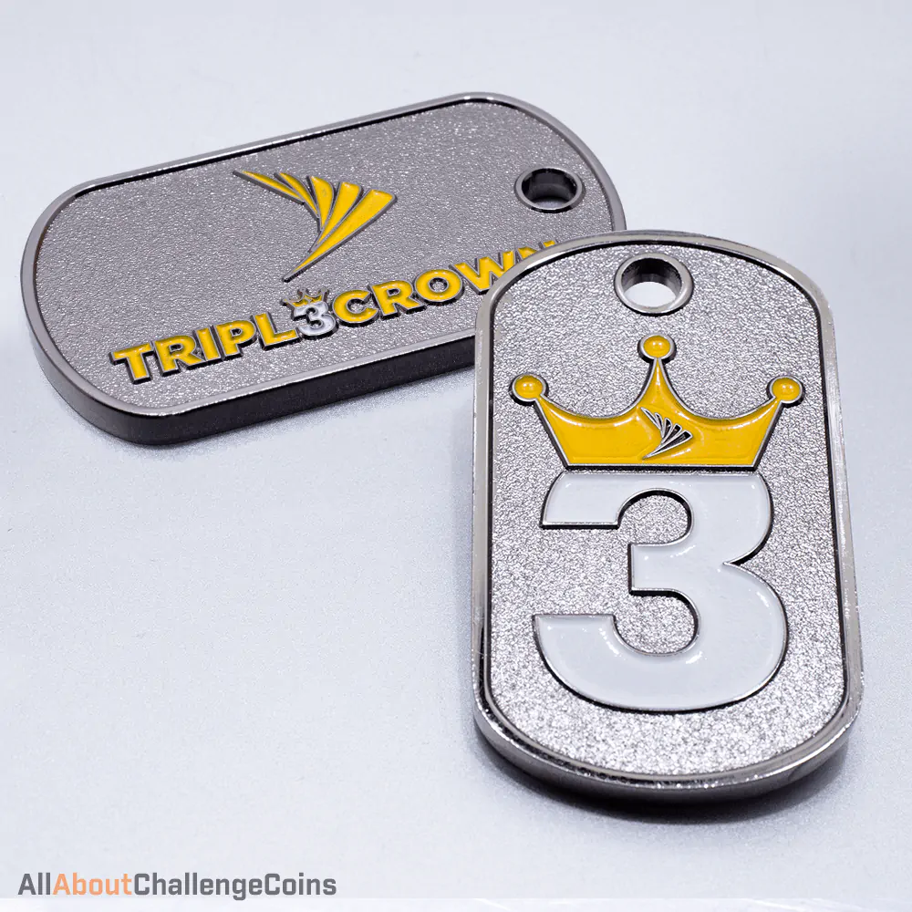 Triple 3 Crown Dog Tag - All About Challenge Coins