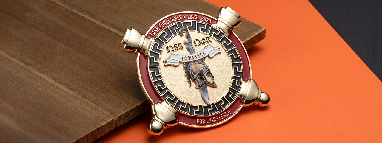 Spartan helmet task force coin